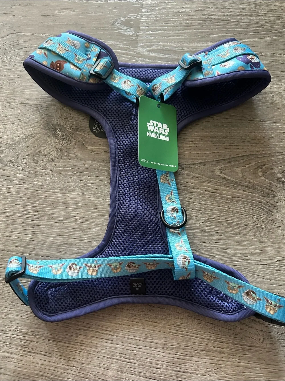 Star Wars The Mandalorian Baby Yoda Blue Padded Dog Harness size XL